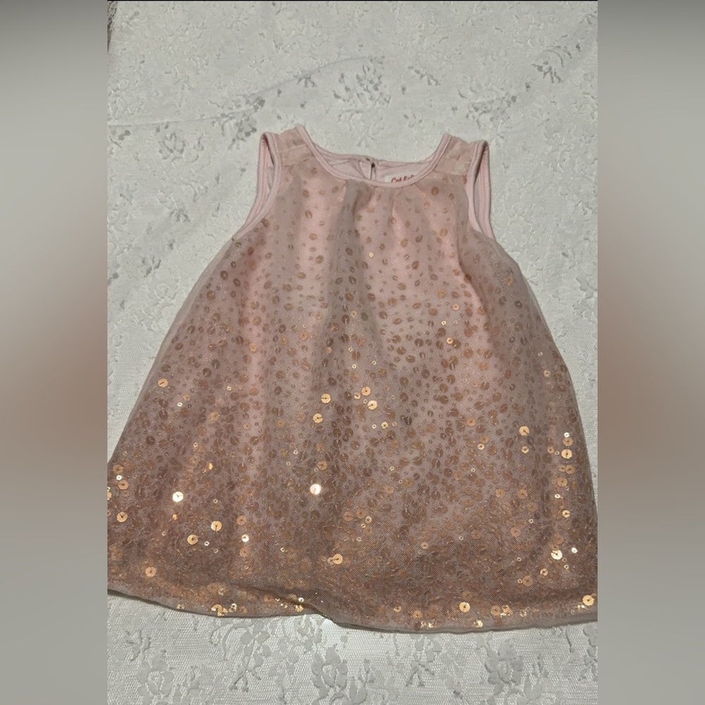 9-12 month Cat and Jack blush/gold sequined dress